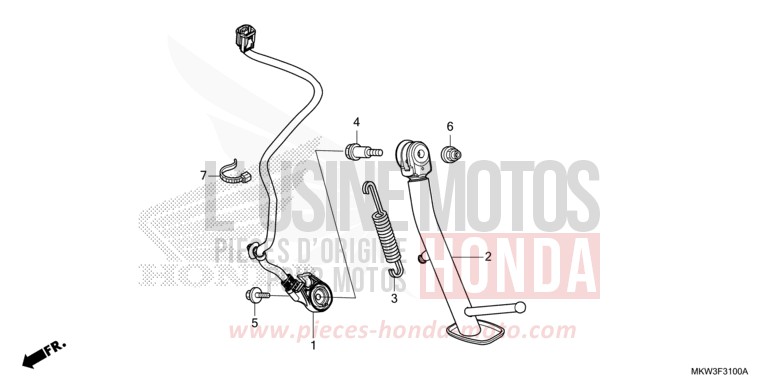 BEQUILLE LATERALE de NC750X DCT GRAND PRIX RED (R380) 2021